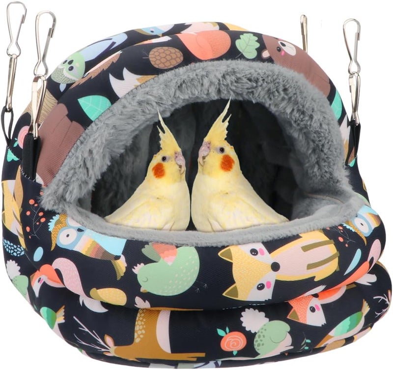 Reshiho Bird Nest House Winter Warm Bird Bed Hanging Hammock Snuggle Hut for Parakeets Budgies Cockatiels Conures Quaker Parrot (Medium, Black) - Image 1